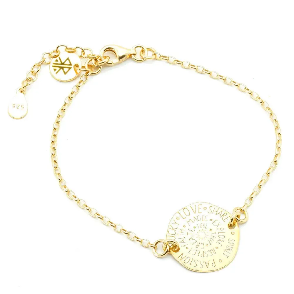 Sterling Silber Armband mit Glücks Coin Anhänger